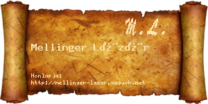 Mellinger Lázár névjegykártya